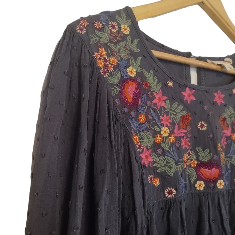 Luna Moon Floral Embroidered Boho Top Size L - Picture 5 of 11